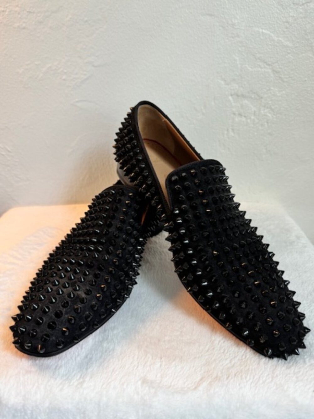 Christian Louboutin Men’s Black Rollerboy Spike Loafers Size 41